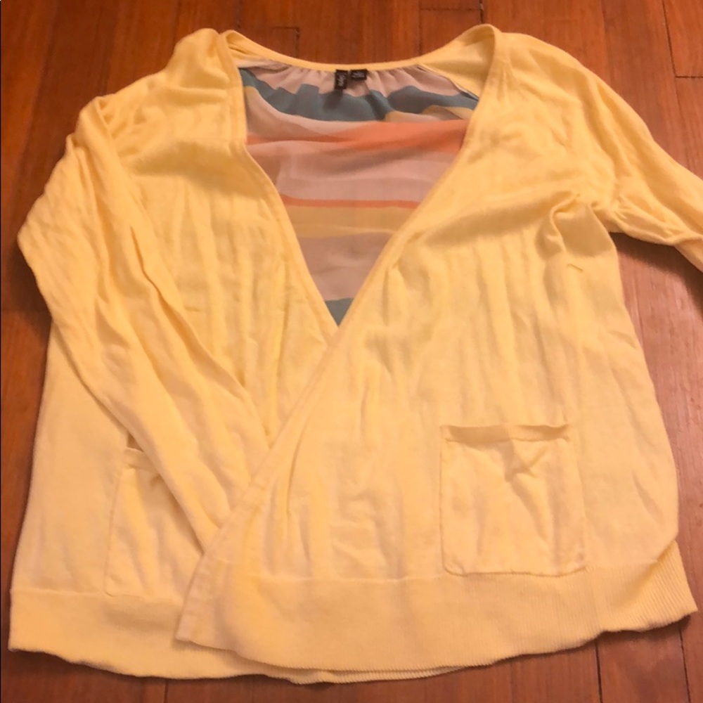 Sheer back yellow cardigan